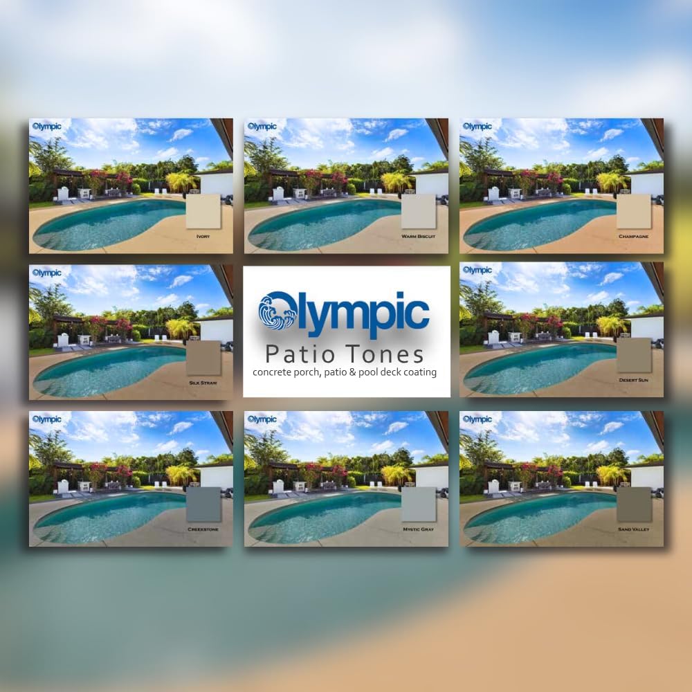 Olympic Patio Tones - Desert Sun - 1 Gallon - Non-slip acrylic deck and patio coating, concrete restorer.