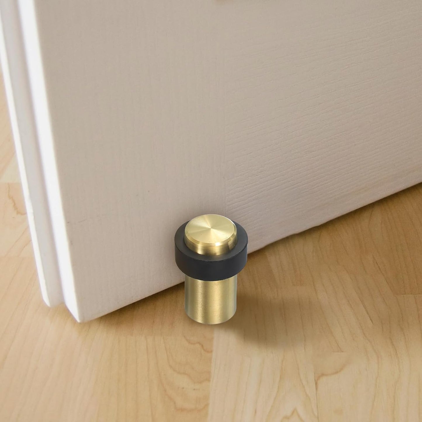 PATIKIL 3Set Round Door Stoppers, 80mm Stainless Steel Door Stop Doorstop Wedge Metal Cylinder Self Adhesive with Screw for Bottom of Door Floor Inside, Black