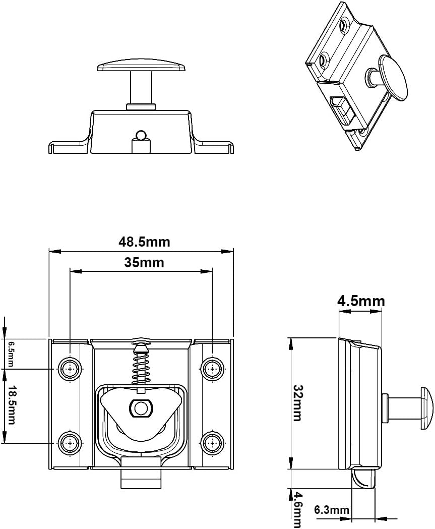 QCAA Oval Turn Cabinet Latch, for Cupboard & Other Furniture, Small, Chrome Plated, Made in Taiwan, 2 Pack