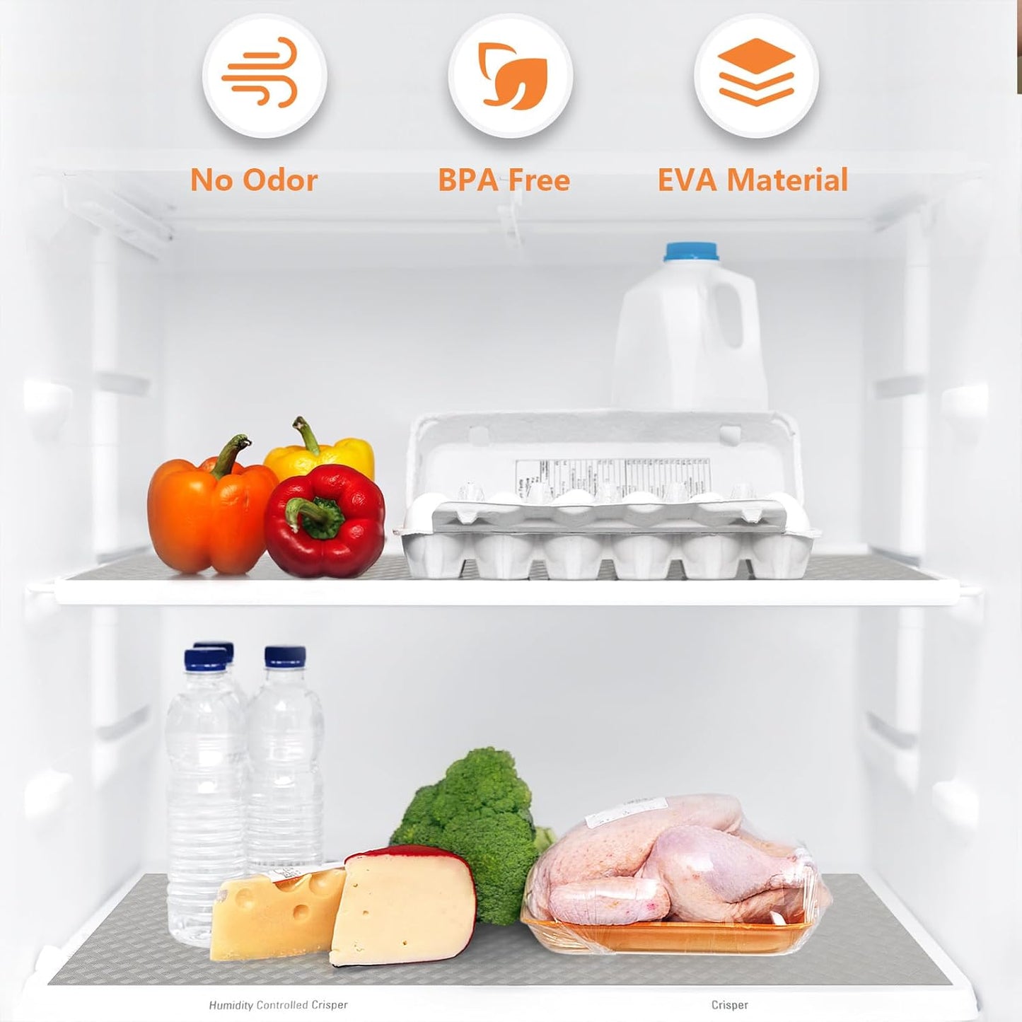 Light Gray Shelf Liners for Kitchen Cabinets Refrigerator Liners Waterproof & Oil-Proof Kitchen Cupboard Liner Drawer Mats EVA Material Non Adhesive Fridge Liner for Shelves 11.8 x 393.7 Inches