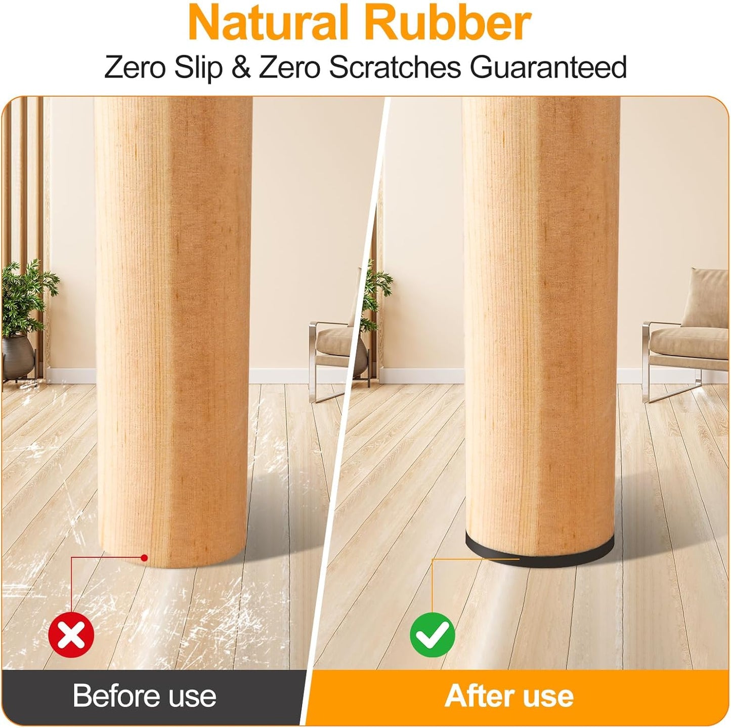 CHUNZEXI Non Slip Furniture Pads - 12 Premium Furniture Grippers Self Adhesive Rubber Furniture Feet, Anti Slide Furniture Hardwood Floor Protector for Keep Couch Stoppers (3 inch Round)