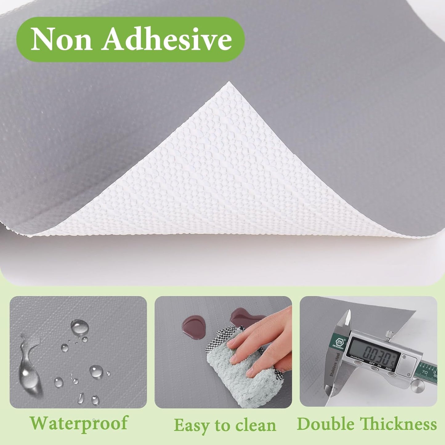 Shelf Liners for Kitchen Cabinets 12in x 10FT Non Adhesive Drawer Liner Grey Thickened Shelf Liner Paper Strong Non-Slip Easy to Clean for Tool Box Refrigerator with Knife and Tape Measure