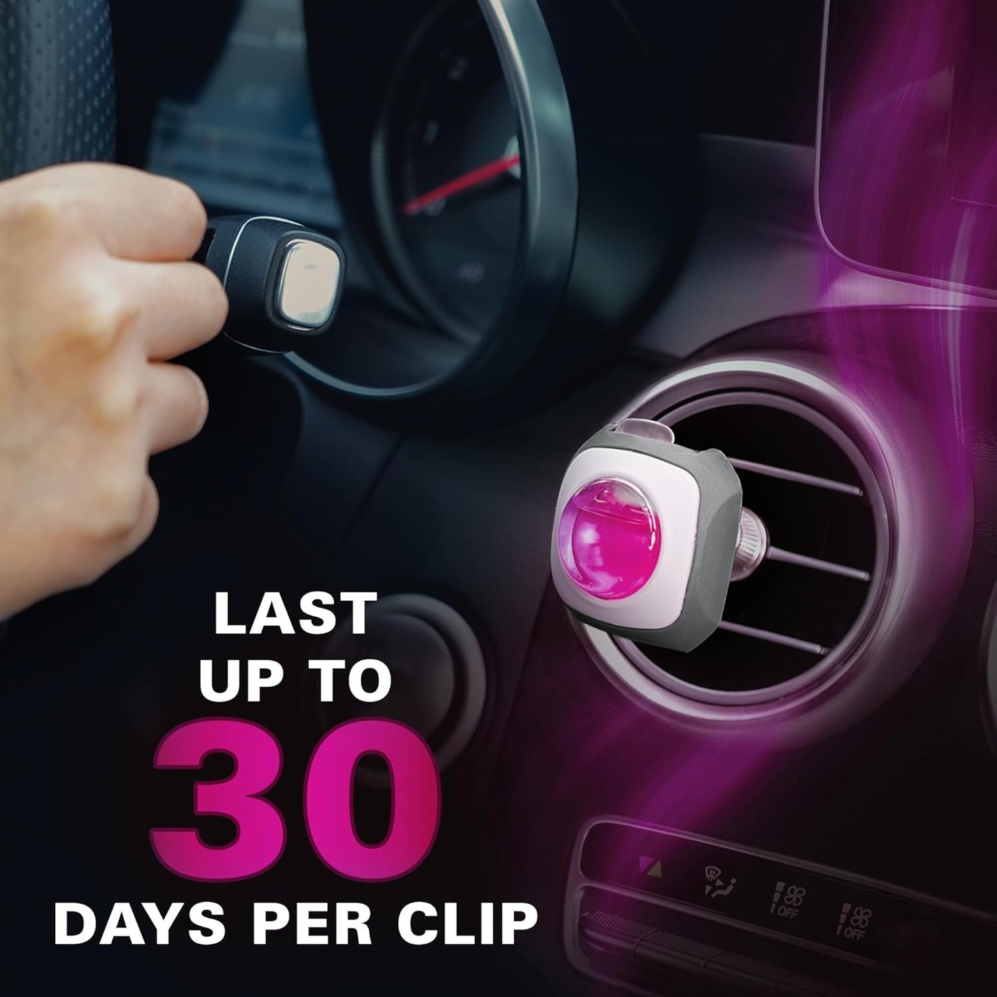 Air Jungles Flora Bliss Scent Car Air Freshener Clip, 6 Vent Clips, 4ml Each, Long Lasting Air Freshener, Up to 180 Days Car Refresher Odor Eliminator