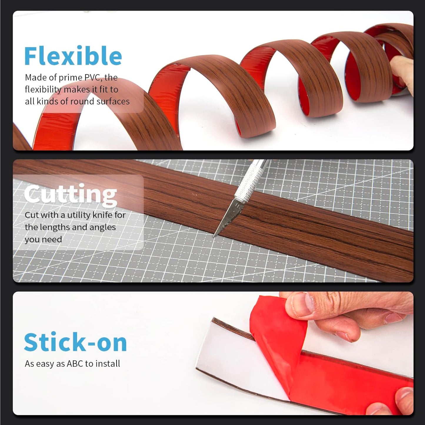 Art3d 10 FT Self Adhesive Vinyl Floor Transition Strip, Laminate Floor Strip Floor Flat Divider Strip for Joining Floor Gaps,Carpet Threshold Transition,Floor Tiles(1.57in, Cherry)