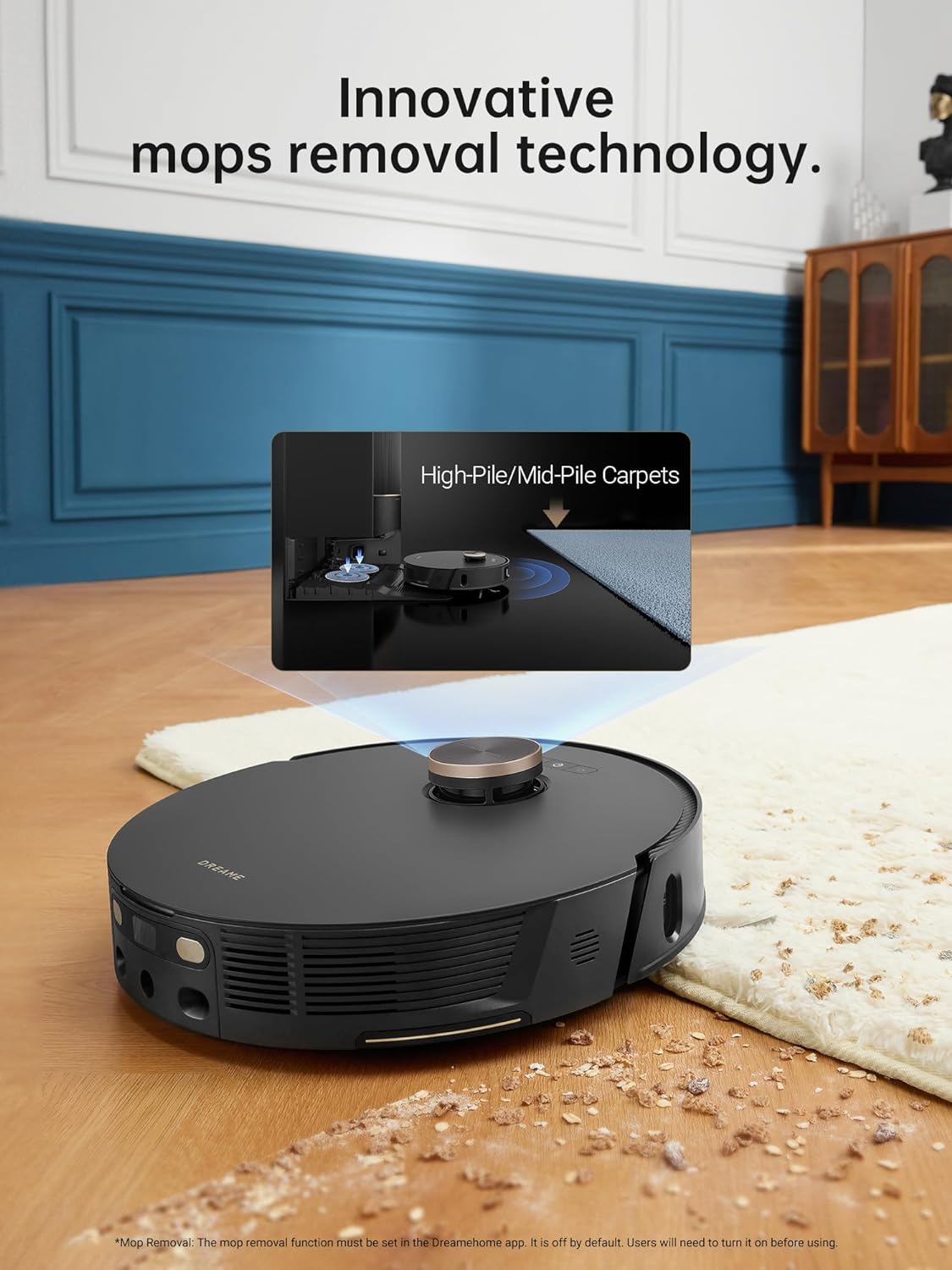 DREAME L20 Ultra Robot Vacuum and Mop with Mop-Extend, Auto Mop Removal & Raising, Washing and Drying, 7000Pa Suction, Self-Emptying, Self-Refilling, AI Obstacle Avoidance