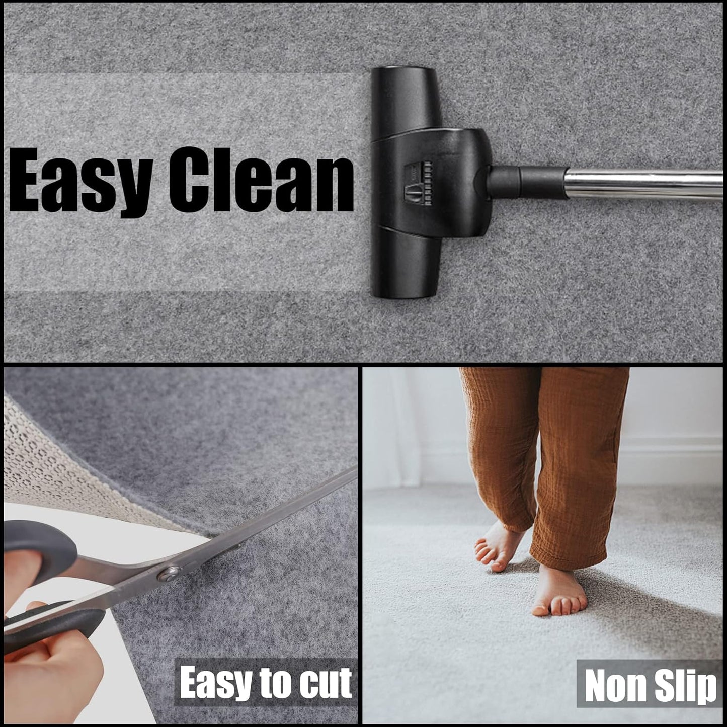 Non Slip Rug Pad Grippers - 8x11, 1/4" Thick, Felt + Rubber Double Layers Area Carpet Mat Tap, Provides Protection and Cushioning for Hardwood or Tile Floors