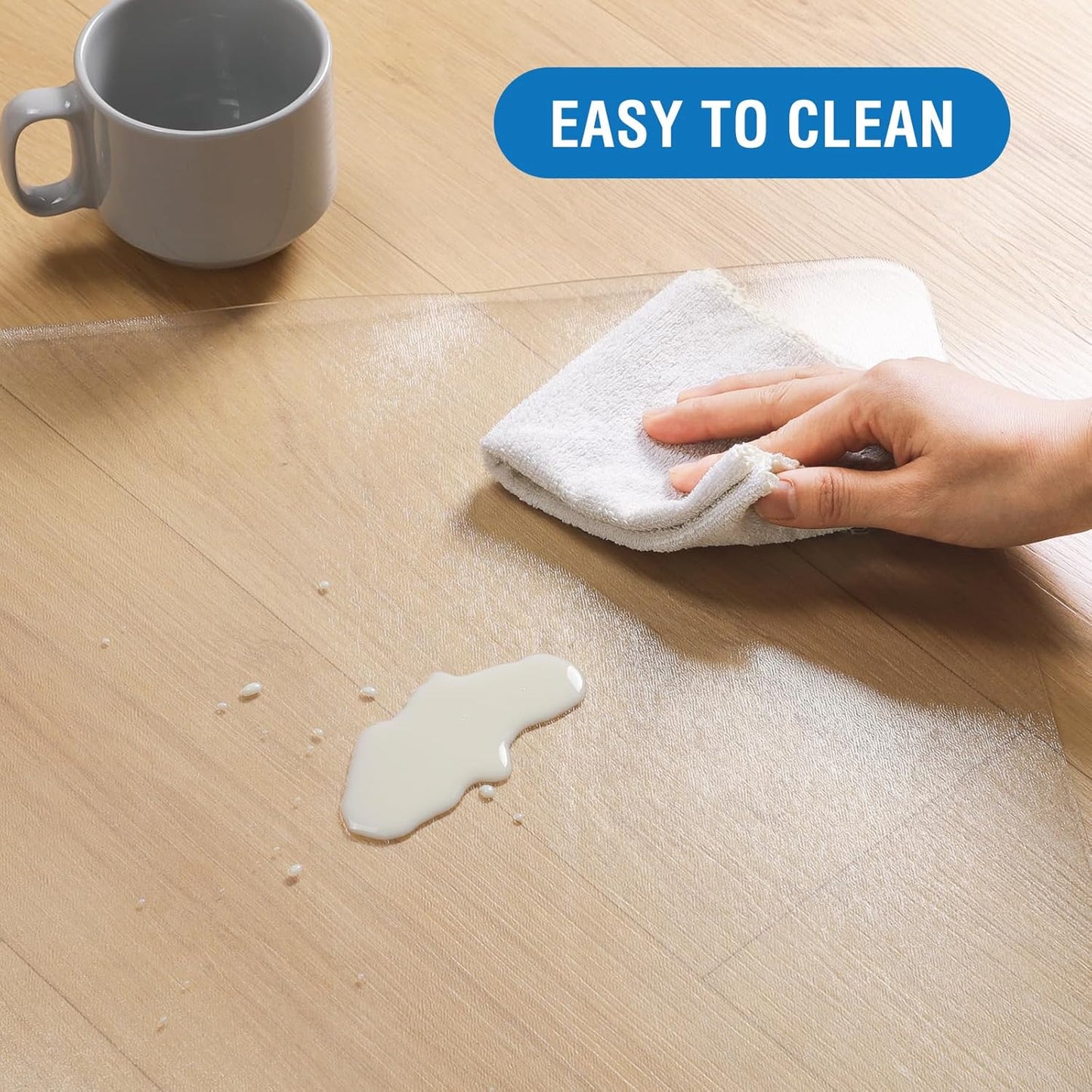 Clear Chair Mat, 75" x 60" Large Chair Mat for Hard Floors, Easy Glide Desk Mat for Rolling Chair, Anti-Slip Vinyl Floor Mat for Home Office Living Room, Clear
