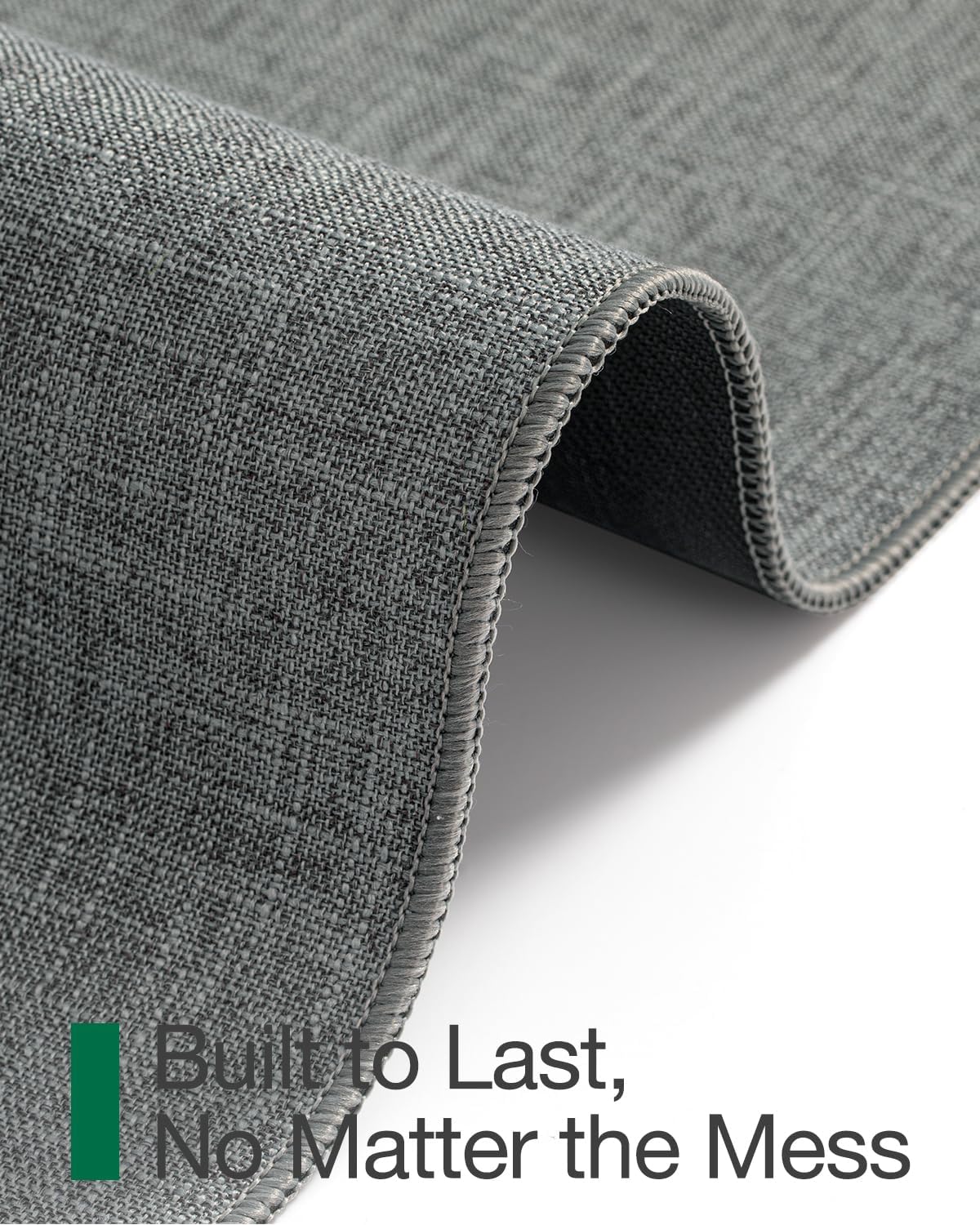LUMI Ultra Thin Door Mat for Entryway, Low Profile Non Slip Rubber Backing Indoor Doormat, Easy Clean Welcome Entrance Mat for Inside House, Patio, Greenish Grey 20"x32"