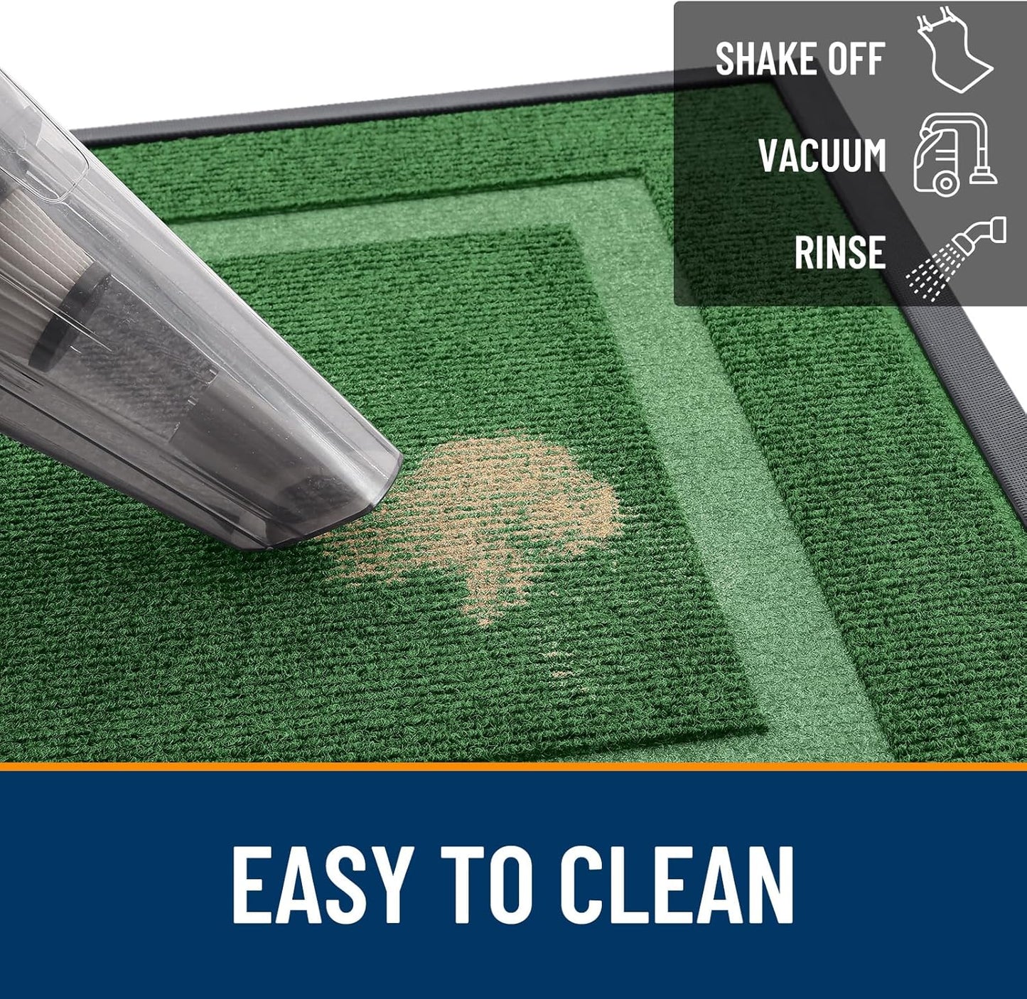 OLANLY Front Door Mat Indoor Outdoor Entrance, Waterproof All-Season, All-Weather Doormat, Sturdy Natural Rubber, Fade Resistant, Low Profile, Easy Clean Patio Porch Entryway Mat, 47x24, Green