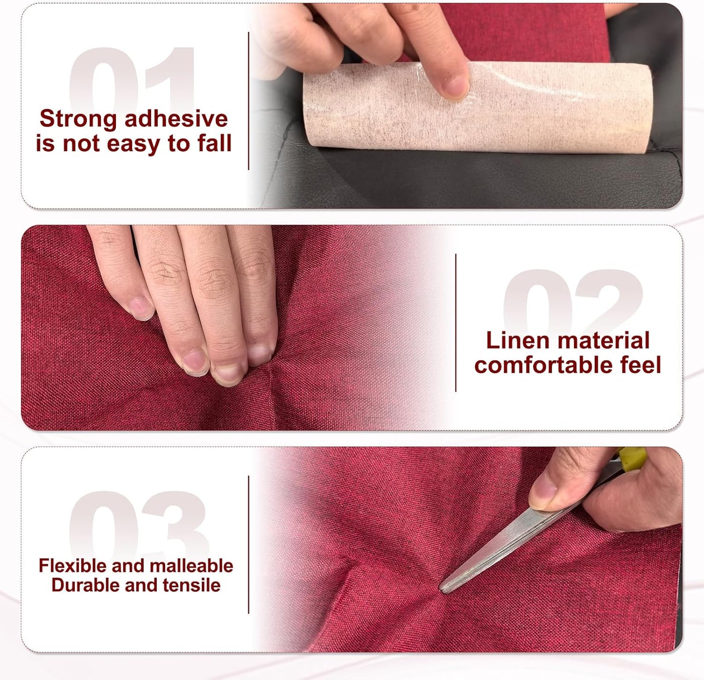 PATIKIL 70x4.4 Inch Linen Repair Tape, Repair Fabric Patch Self Adhesive Couch Patch Line Repair Patch for Furniture Sofa Car Seats Office Chairs, Yellow Brown
