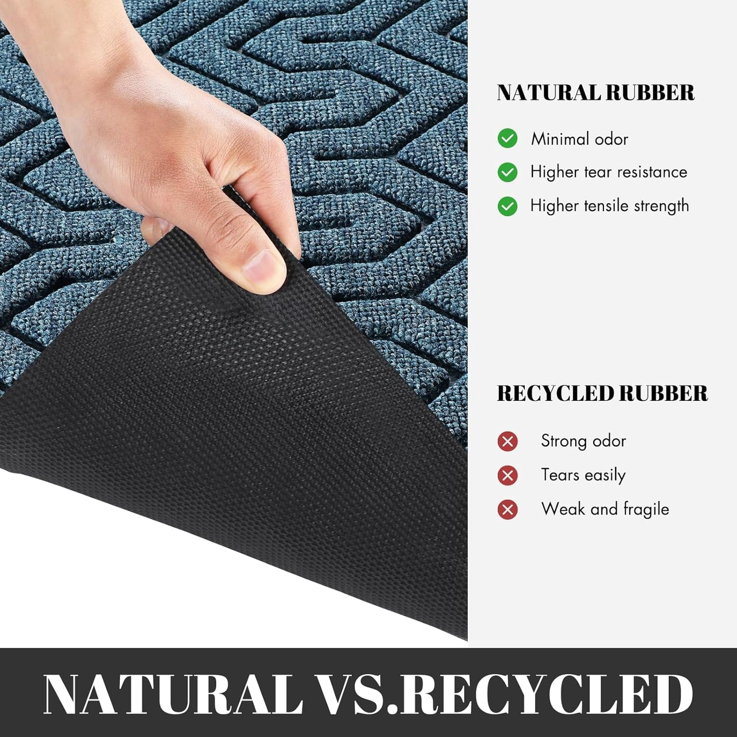 Yimobra Large Door Mat Outside Entrance 47x24, Waterproof Heavy Duty Outdoor Mats for Front Door, Non Slip Rubber Entry Mat for Garage Patio, Easy Clean, Mix Blue