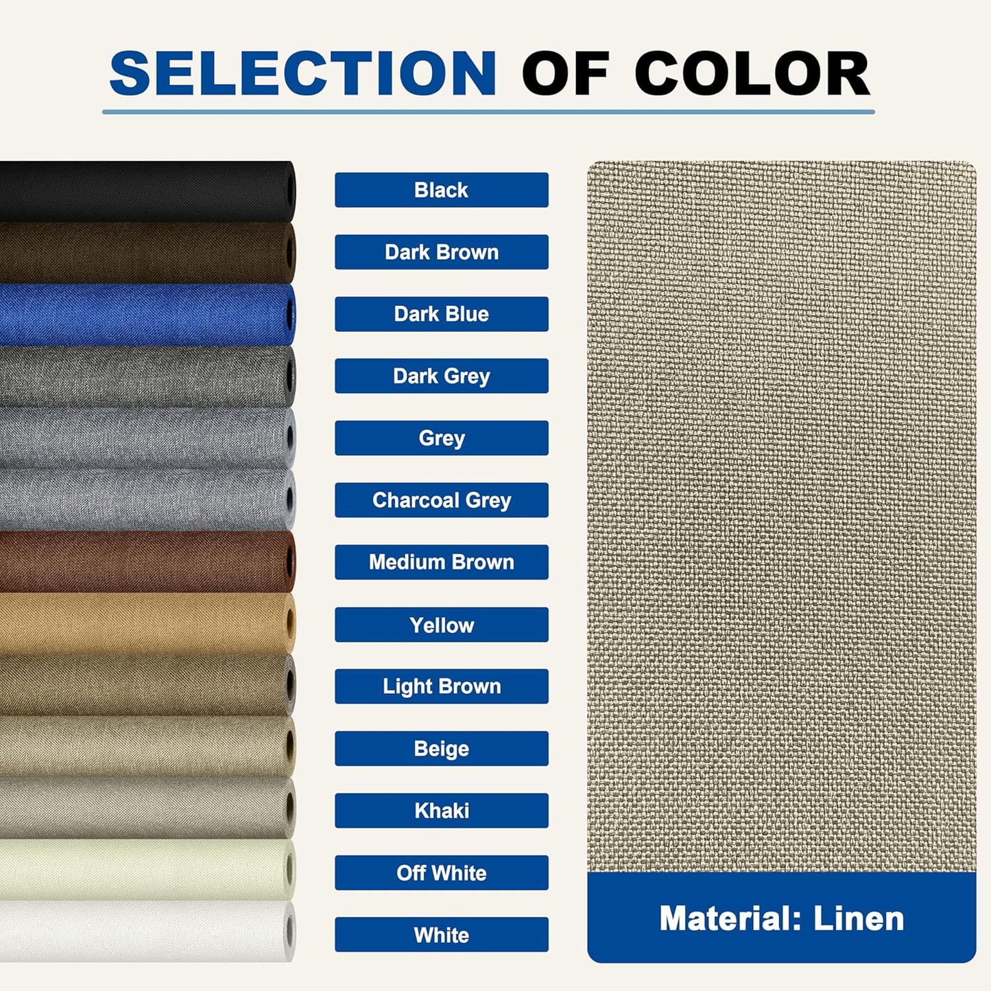 KING MOUNTAIN Linen Repair Patches, Self-Adhesive Fabric Patches, 4 X 63 inch Extra Size, Multi Color, Can be Used for Sofa Repair and Linen Clothes Repair(Khaki1.0