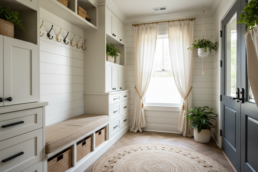 Luxury Mudroom Transformations with Home Storage Hooks, Door Hardware & Locks, and Window Treatment Hardware