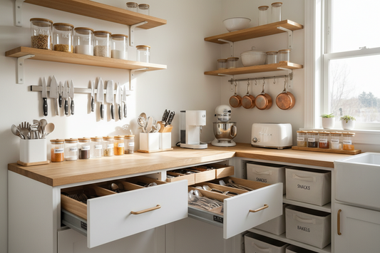 Organizing Small Kitchens Using Kitchen Fixtures, Kitchen Utensils & Gadgets, and Labels