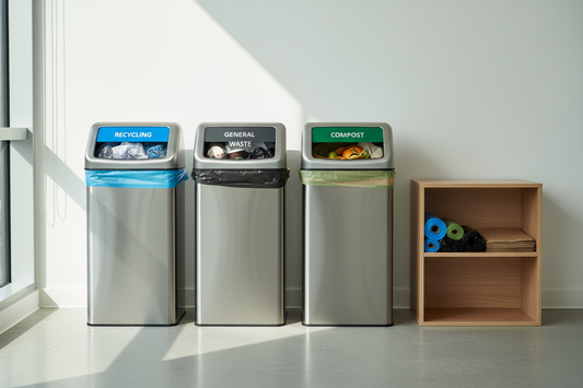 A Simple Waste Management System Using Trash, Waste Receptacles & Liners, and Paper & Plastic Supplies
