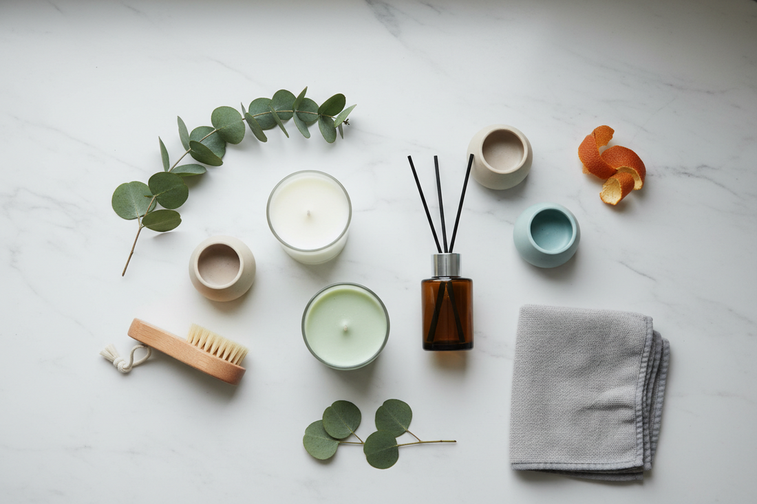 Scent Architecture & Surface Care: Home Fragrance, Candles & Holders, and Cleaning Tools for Balanced Living Spaces