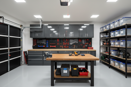 Secure and High-Utility Garage Workshop Design Using Garage Storage, Door Hardware & Locks, and Racks