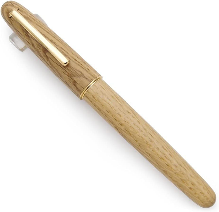 JINHAO 9036 Natural Wood Fountain Pen Handmade Ink Pen (Medium Nib 0.7mm, Oak Wood)