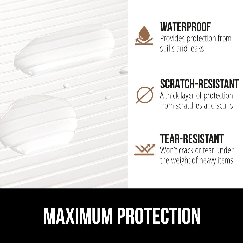 GORILLA GRIP DuraGuard Shelf Liner, Non-Adhesive Cabinet Liners for Kitchen Drawers, Shelves, Refrigerator, Pantry Storage, Bathroom Closet, Durable Waterproof BPA Free Ribbed Plastic, 12x10 Clear