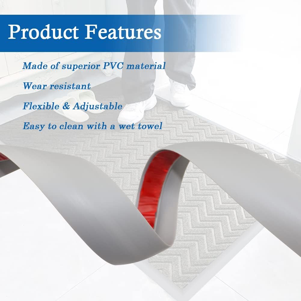 Floor Transition Strip Self Adhesive Carpet & Flooring Transitions Edging Trim Strip PVC Threshold Transitions Suitable for Threshold Height Less Than 5mm (10Ft, Dark Gray)