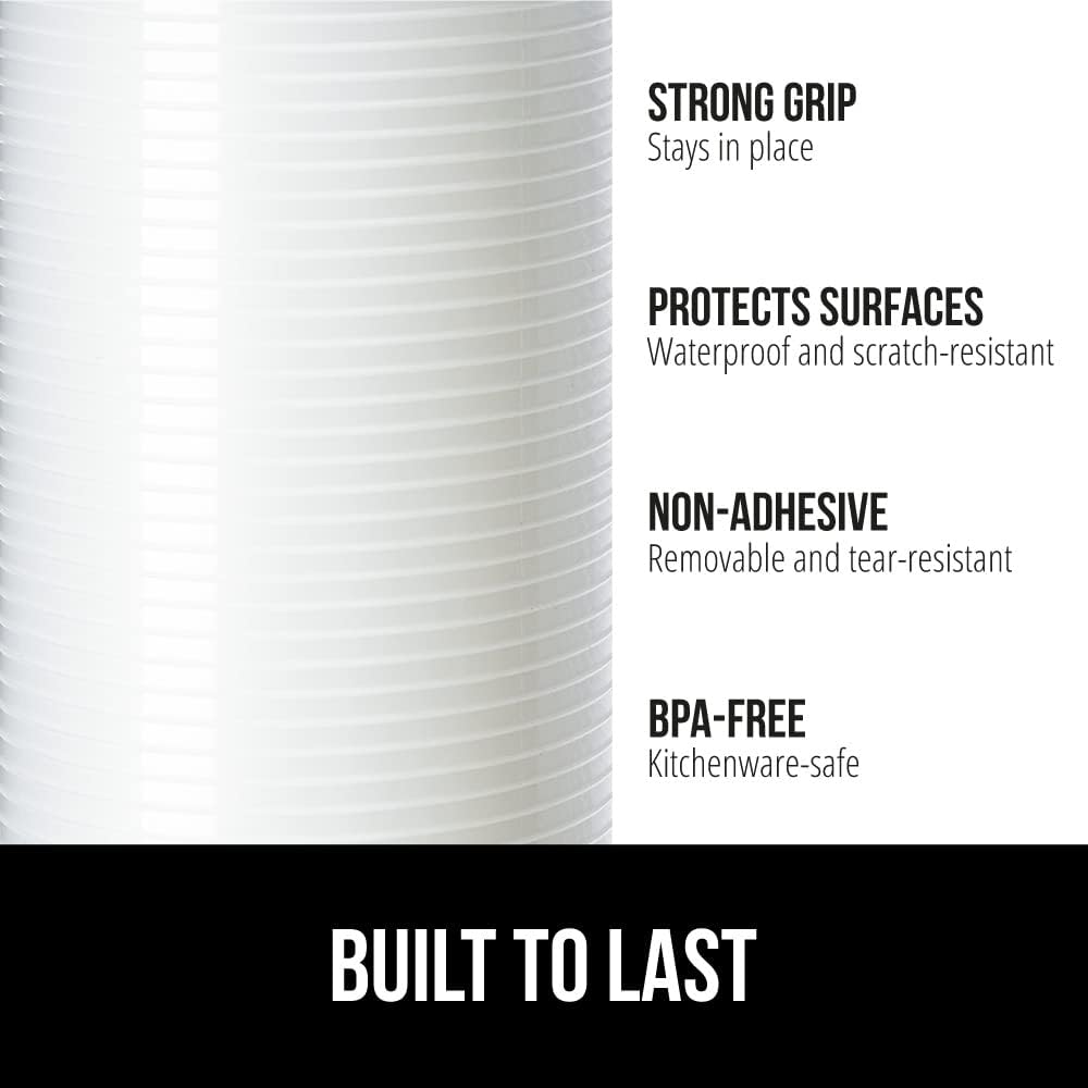 GORILLA GRIP DuraGuard Shelf Liner, Non-Adhesive Cabinet Liners for Kitchen Drawers, Shelves, Refrigerator, Pantry Storage, Bathroom Closet, Durable Waterproof BPA Free Ribbed Plastic, 12x10 Clear