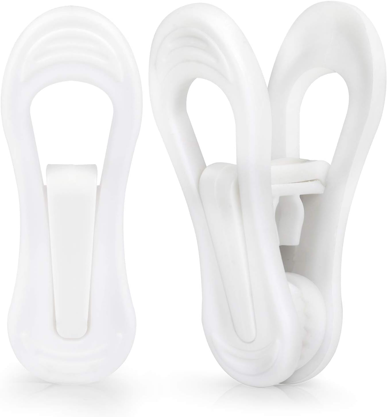 Tinfol White Plastic Hanger Clips, 50 Pack Hanger Clips- Strong Pinch Grip Finger Clips for Plastic Clothes Hangers, Multi-Purpose Hangers Clips