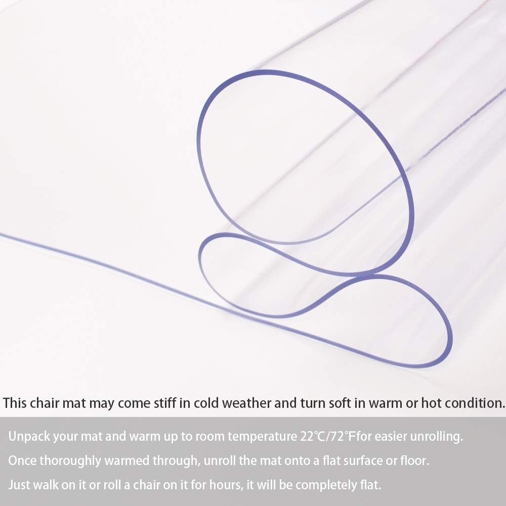 Office Chair Mat for Hardwood Floor, 1/8" Thick 46”x 60” Crystal Clear Hard Floor Chair Mat, Transparent Floor Protector Mat Flat Without Curling