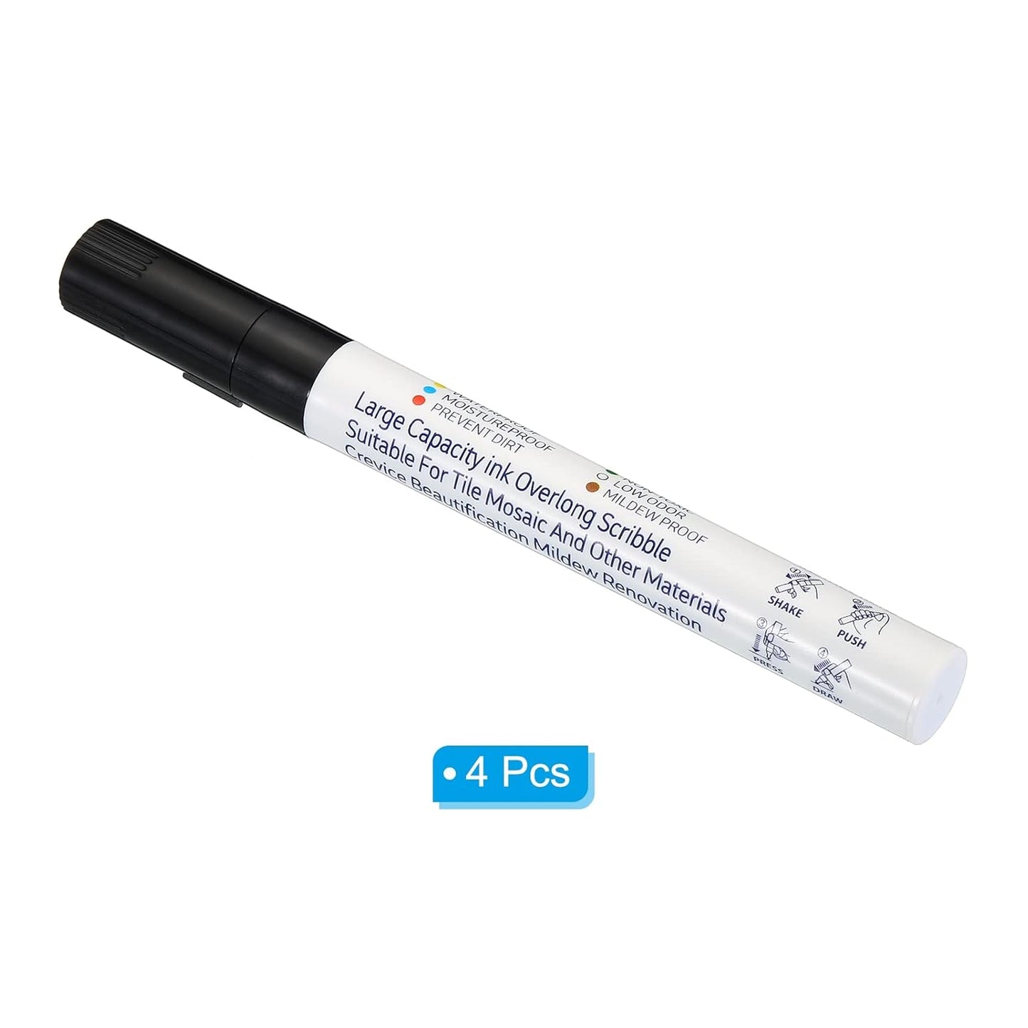 PATIKIL Grout Pen, 4 Pack Black Tile Marker Waterproof Grout Sealer Pen Tile Repair Pens Paint Pens for Wall Floor Bathroom Kitchen Refresh