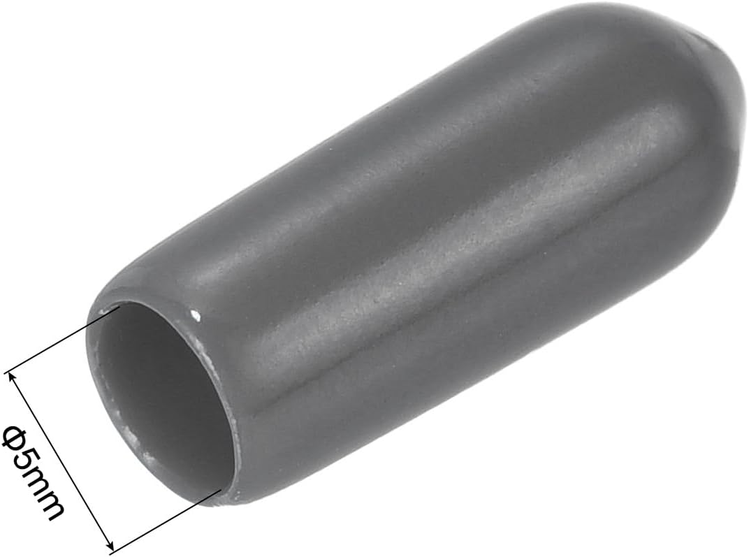 uxcell 20pcs Rubber End Caps 5mm(3/16") ID Vinyl PVC Round Tube Bolt Cap Cover Screw Thread Protectors Dark Grey