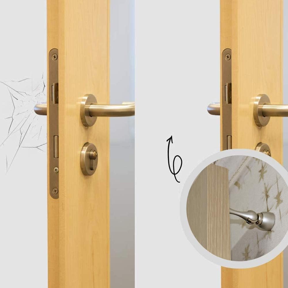 Magnetic Door Stop, Stainless Steel, Magnetic Door Catch, Door Holder, Door Stops, Wall Mounted, Floor Mounted, Door Banging Prevention (Large x 2pack, Black)