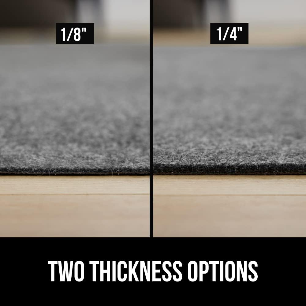 GORILLA GRIP Felt and Natural Rubber Stay in Place Slip Resistant Rug Pad, 1/8in Thick, 8x10 FT Protective Padding Under Area Rugs, Cushioned Gripper Pads, Carpet Runners, Hardwood Floors Protection