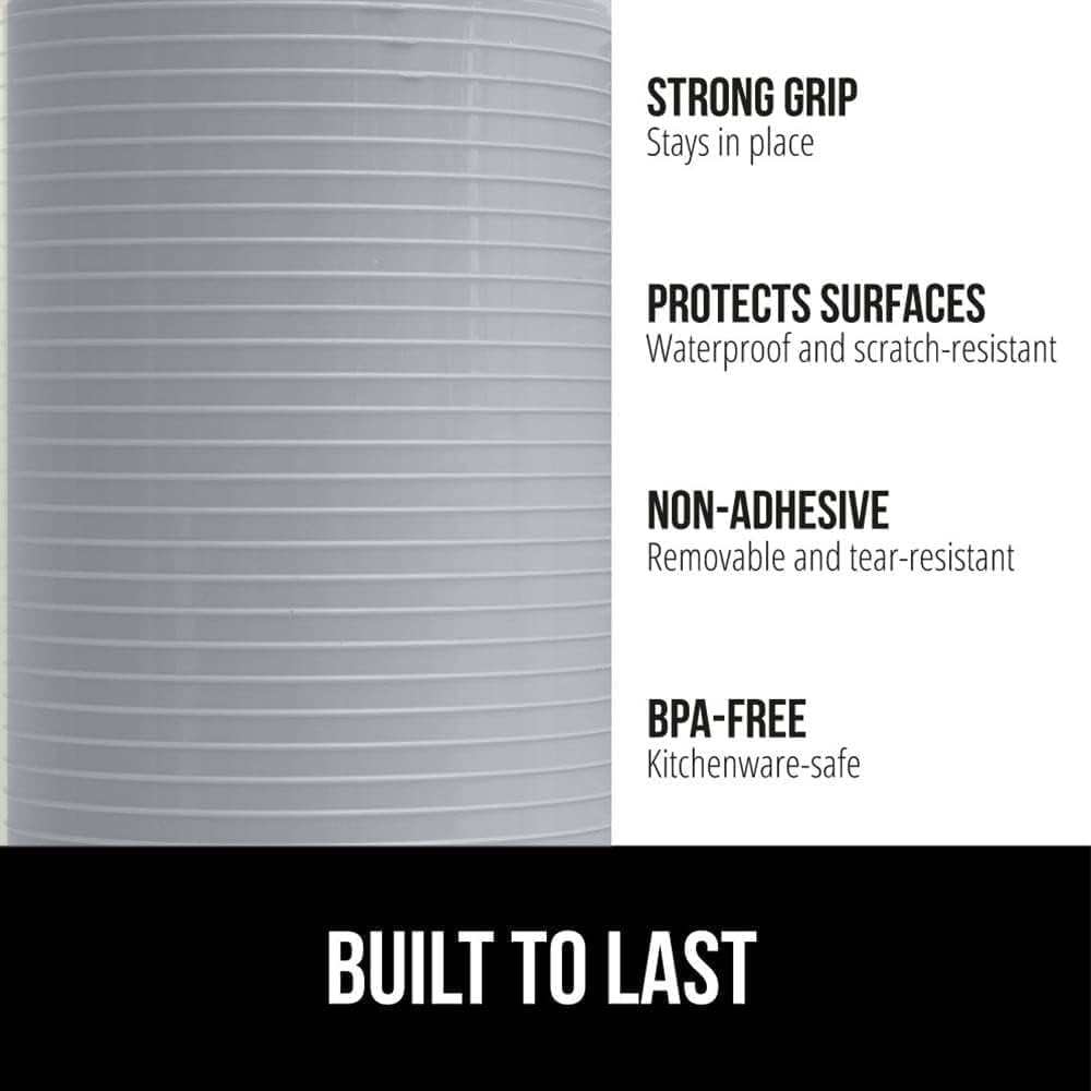 GORILLA GRIP DuraGuard Shelf Liner, Non-Adhesive Cabinet Liners for Kitchen Drawers, Shelves, Refrigerator, Pantry Storage, Bathroom Closet, Durable Waterproof BPA Free Ribbed Plastic, 17.5x10 Lt Gray