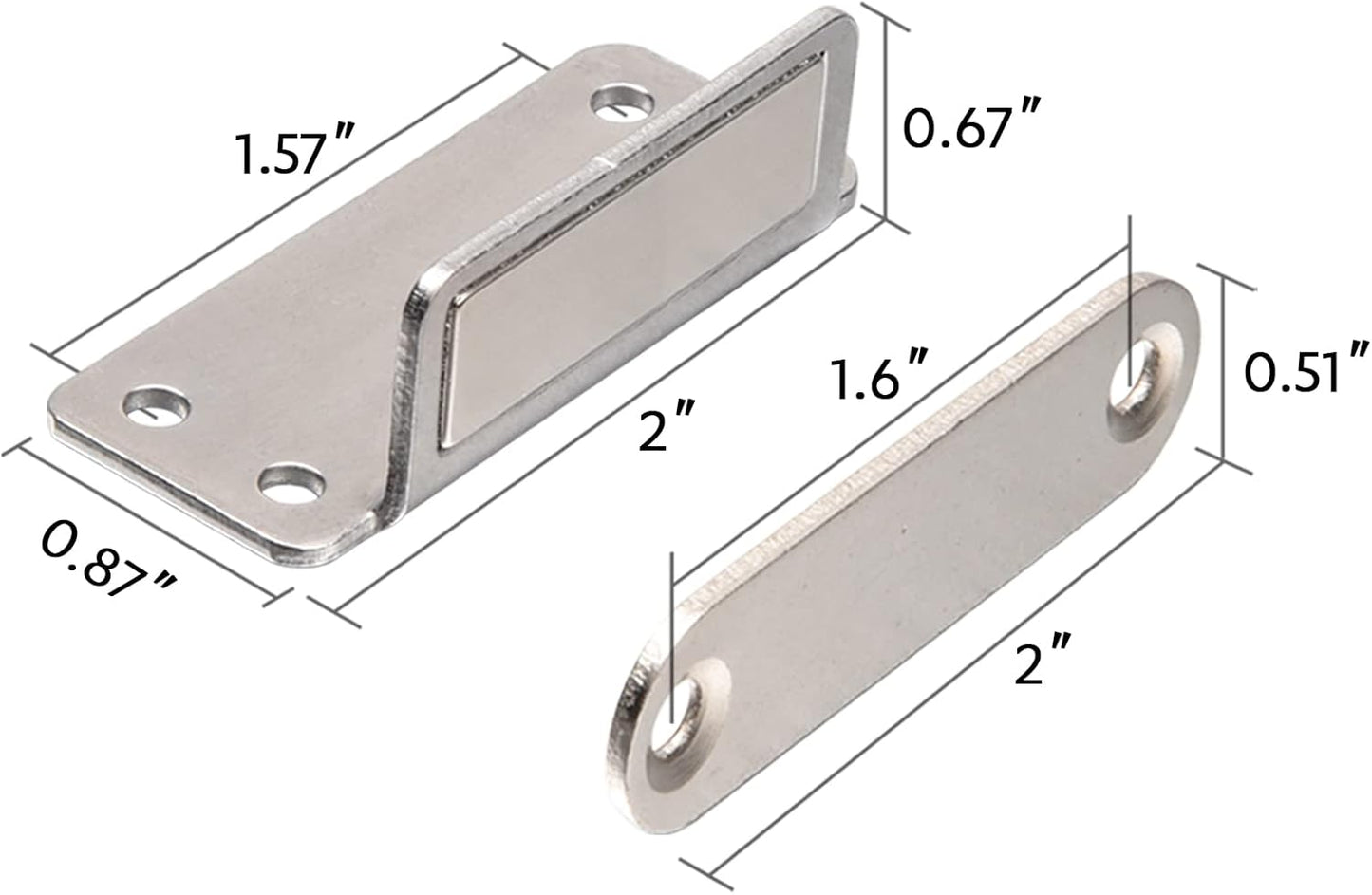 Mousike Double Magnetic Door Catch，60lb Stainless Steel Cabinet Door Magnets with Strong Magnetic for Kitchen Cupboard Wardrobe Closet Cabinet Door Drawer Latch (6Pack)