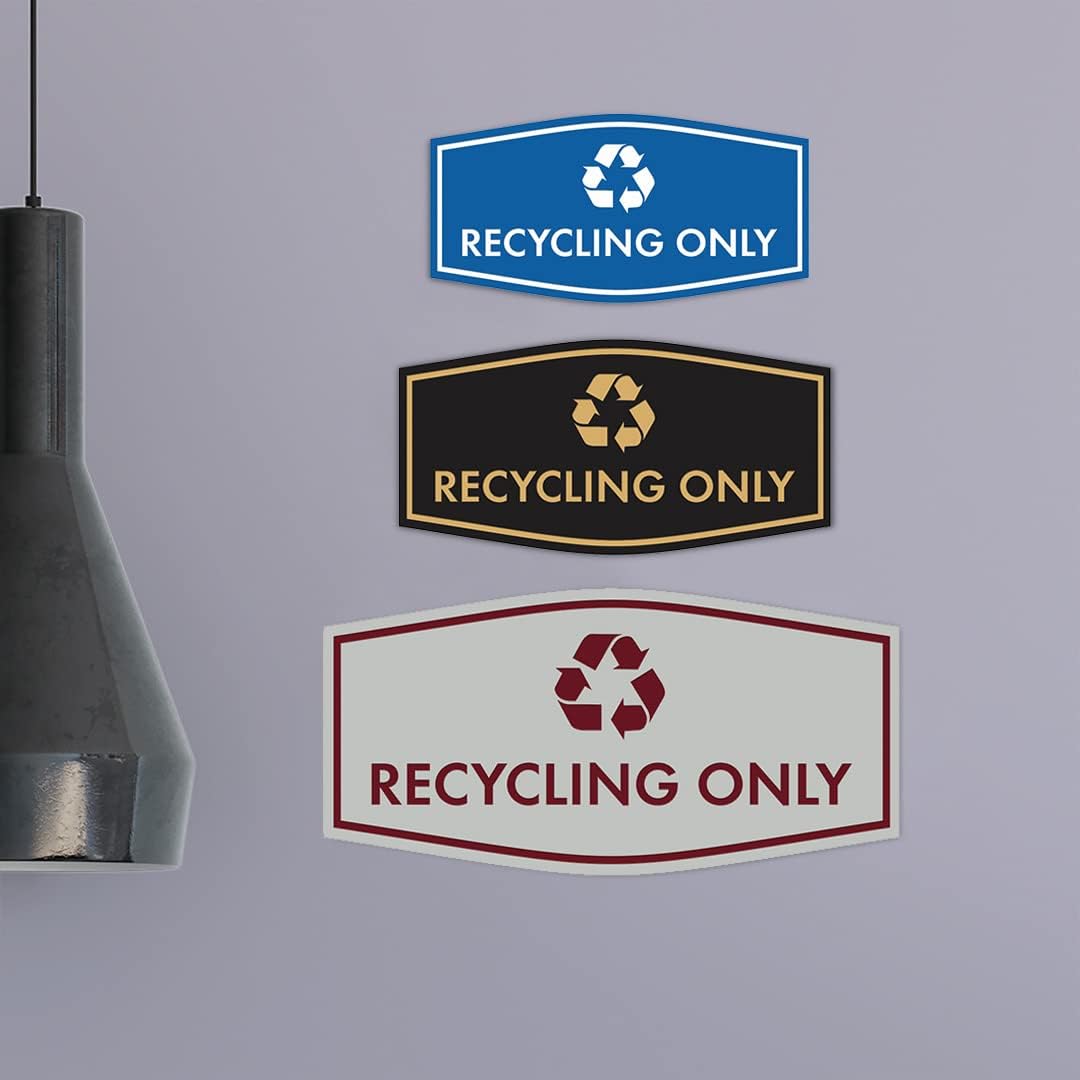 Fancy Recycling Only Sign (Black Gold) - Medium