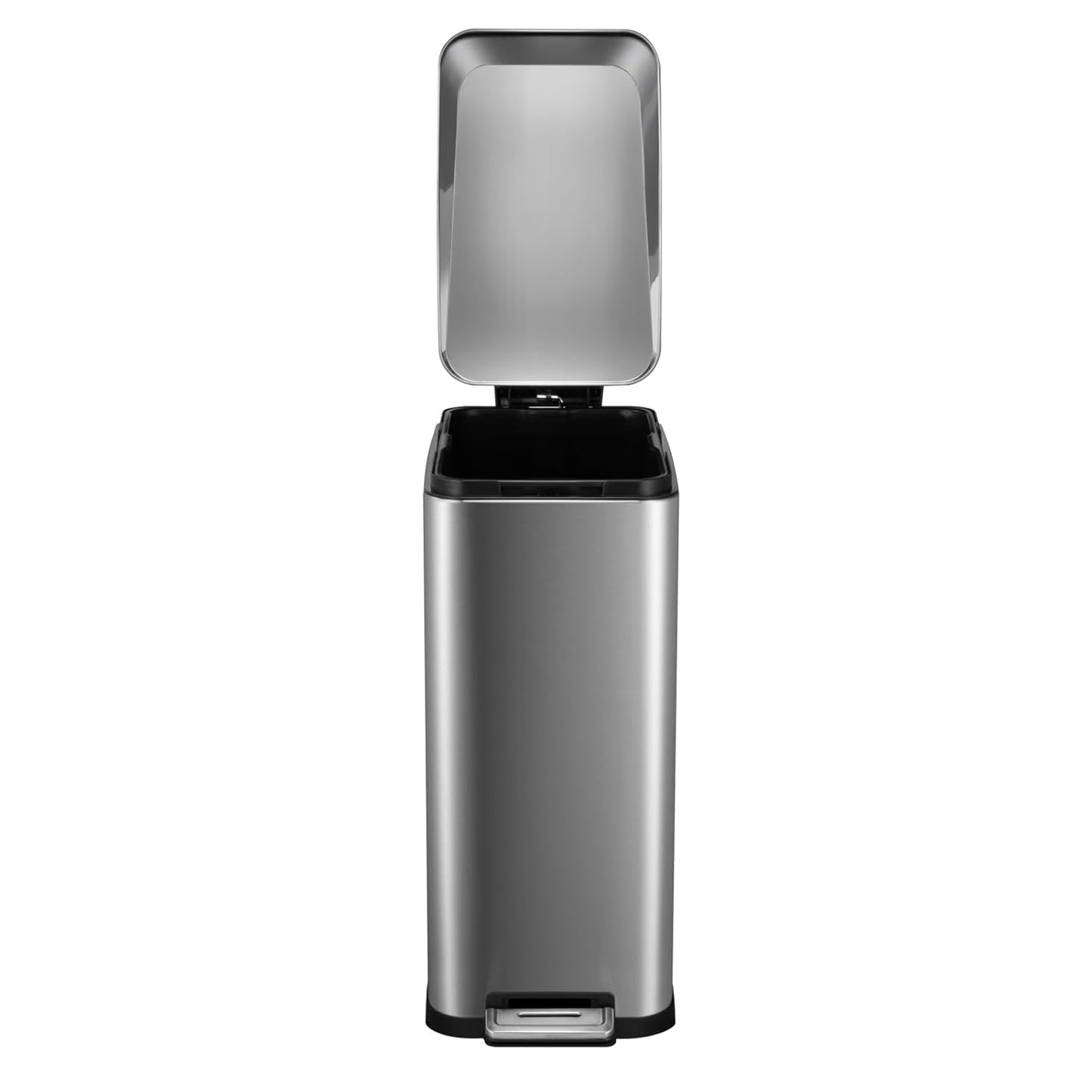 13.2 Gallon / 50L Kitchen Trash Can, Slim Stainless Steel Garbage Can with Removable Inner Bucket, Fingerprint-Proof Step Rubbish Bin with Soft-Close Lid for Narrow Space, Silver
