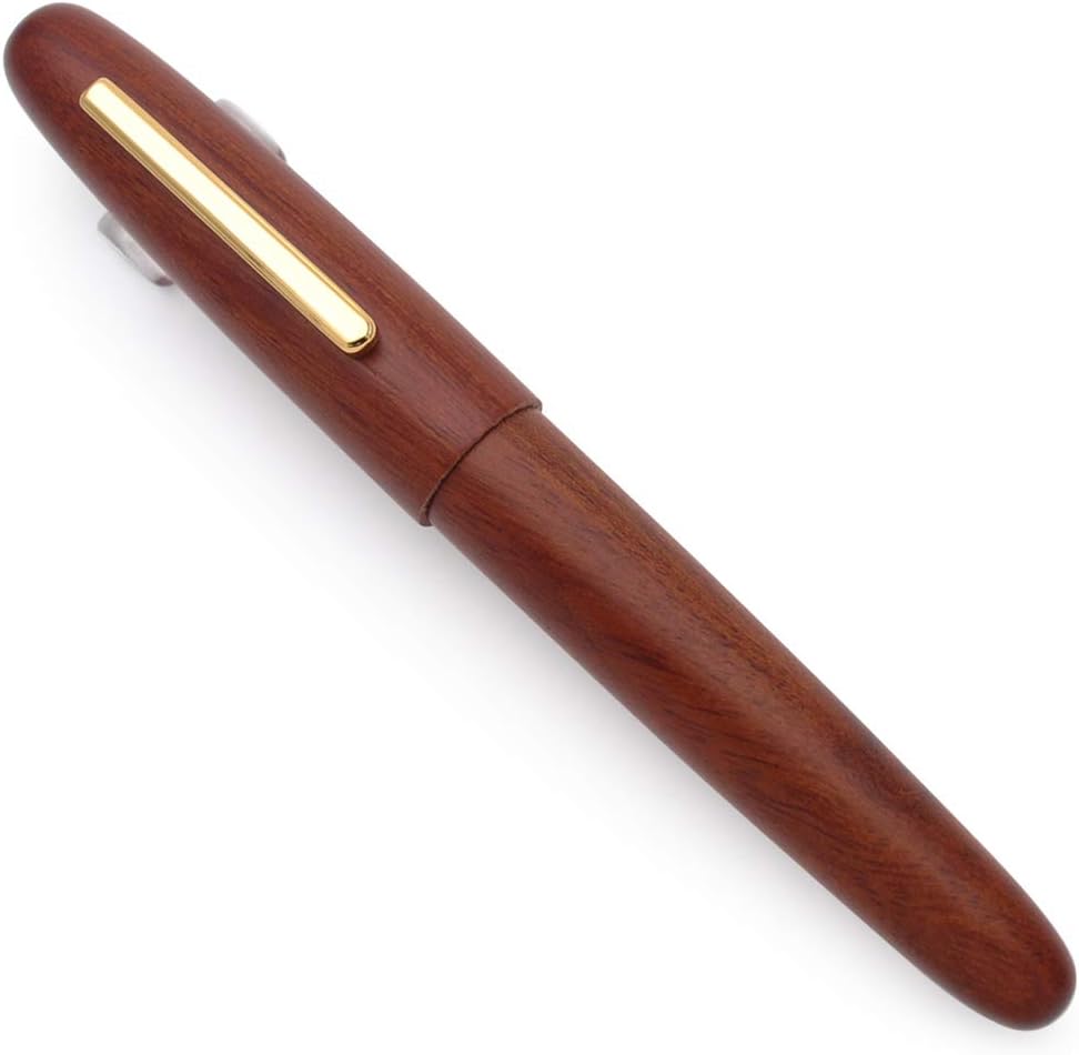 JINHAO 9056 Natural Wood Fountain Pen Handmade Ink Pen (Rosewood, Fine Nib 0.5mm)