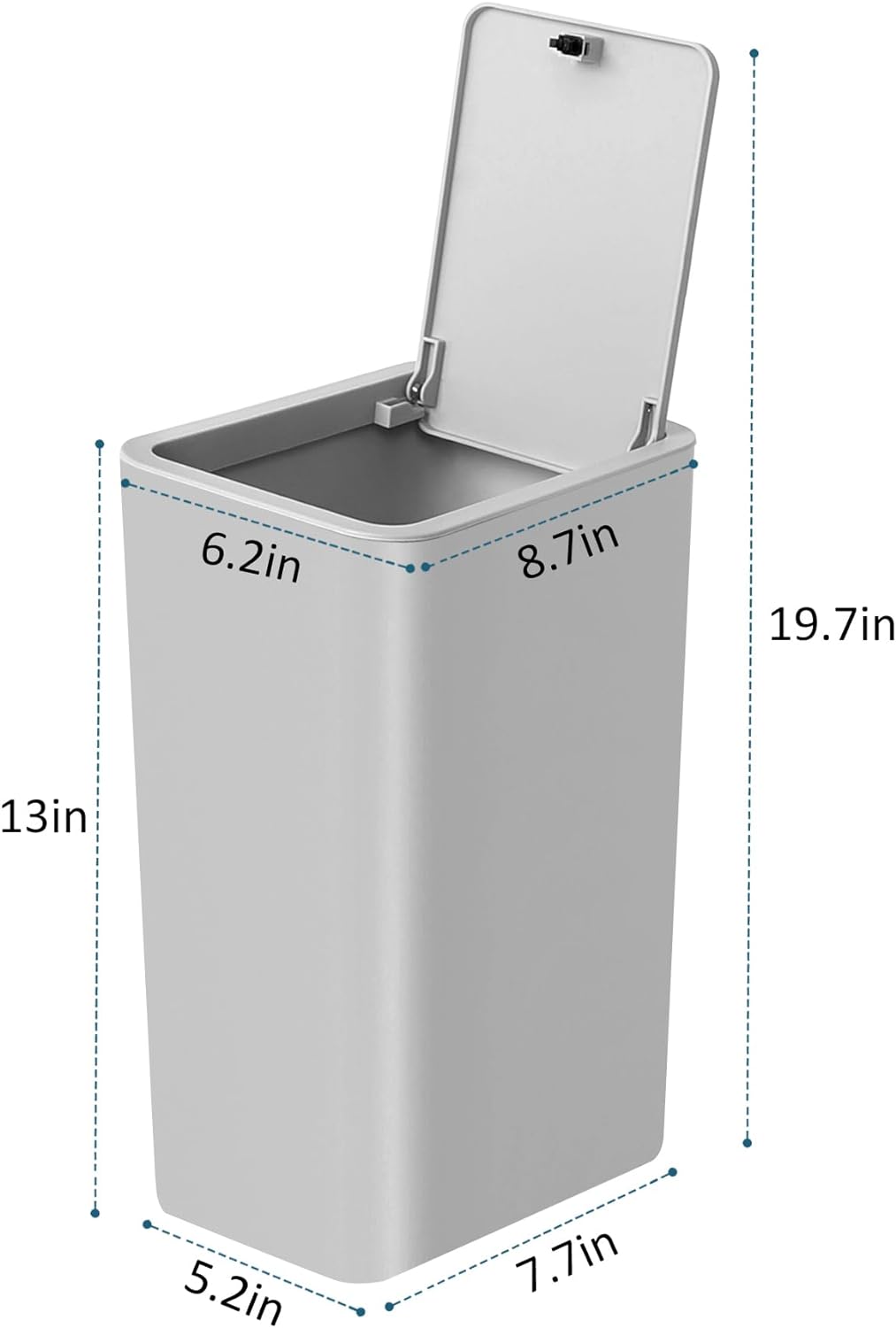 TIPGO Bathroom Trash Can with Lid, 10 Liter/ 2.6 Gallon Slim Garbage Can, Small Trash Bin Waste Basket with Pop-Up Lid for Kitchen, Bedroom, Living Room, Office (Grey)