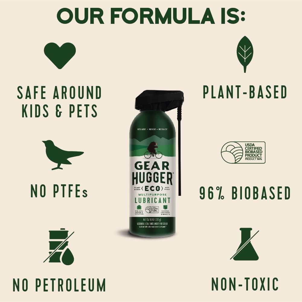Gear Hugger Lubricant, Degreaser & Rust Remover - Eco-Friendly (11 oz, Pack of 3), Garage Door Lubricant Spray, Heavy Duty Oven Cleaner & Rust Protection - Plant-Based, No Petroleum, No PTFE, Green