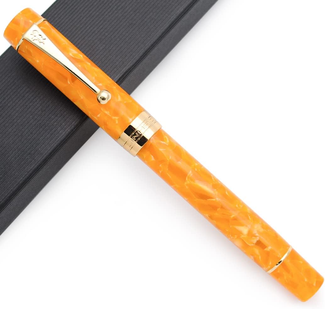 JINHAO 100 Fountain Pen with Ink Converter (Medium Nib 0.7mm, Gold Stone)