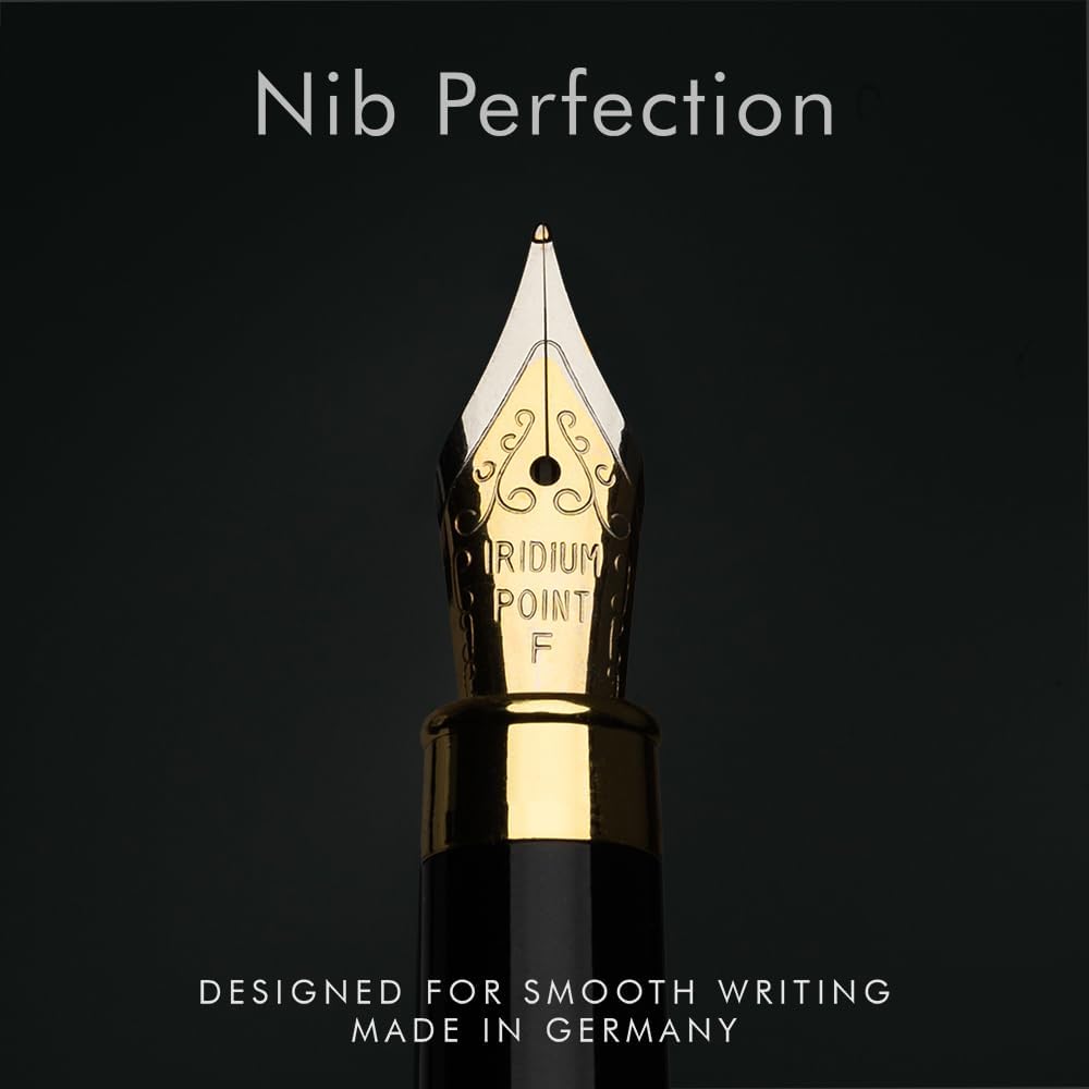 Wordsworth & Black Fountain Pen Set, Luxury Bamboo Wood - Fine Nib, Gift Case; Includes 6 Ink Cartridges, Ink Refill Converter -Journaling, Calligraphy; Drawing, Smooth Writing [Maple Wood]