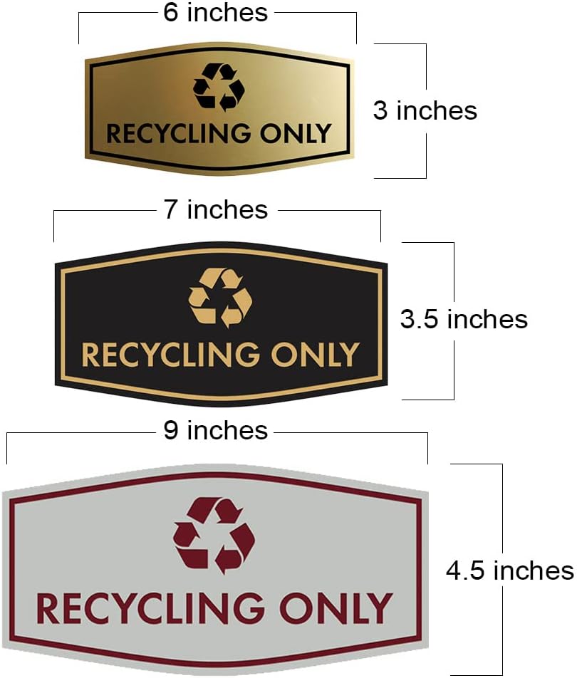 Fancy Recycling Only Sign (Brushed Silver) - Large