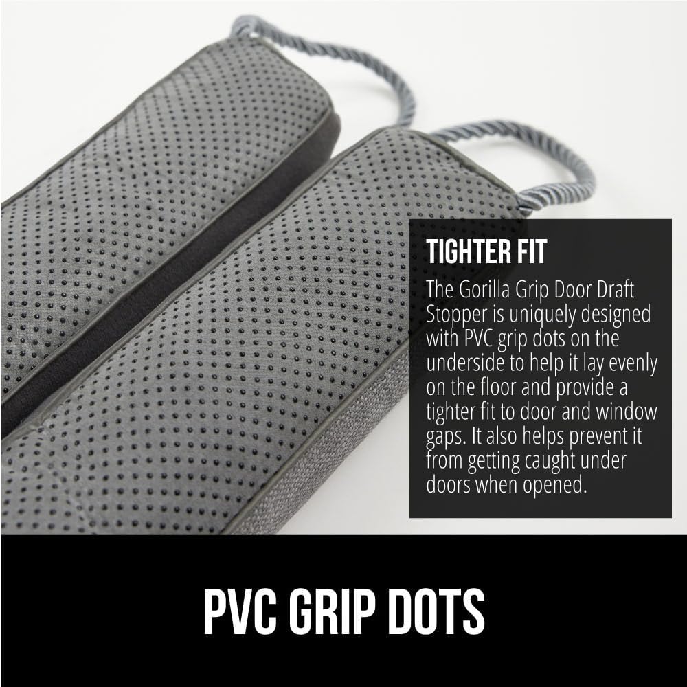 GORILLA GRIP Door Draft Stopper for Bottom of Doors, Weather Stripping Seal Blocks Hot Air, Noise, Bugs, Keeps Cold AC in, Sound Proofing Easy Install Gap Filler, Home Essentials, 34 Inch, Slate Gray