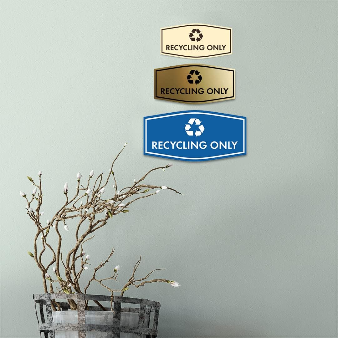 Fancy Recycling Only Sign (Navy Blue/Gold) - Large