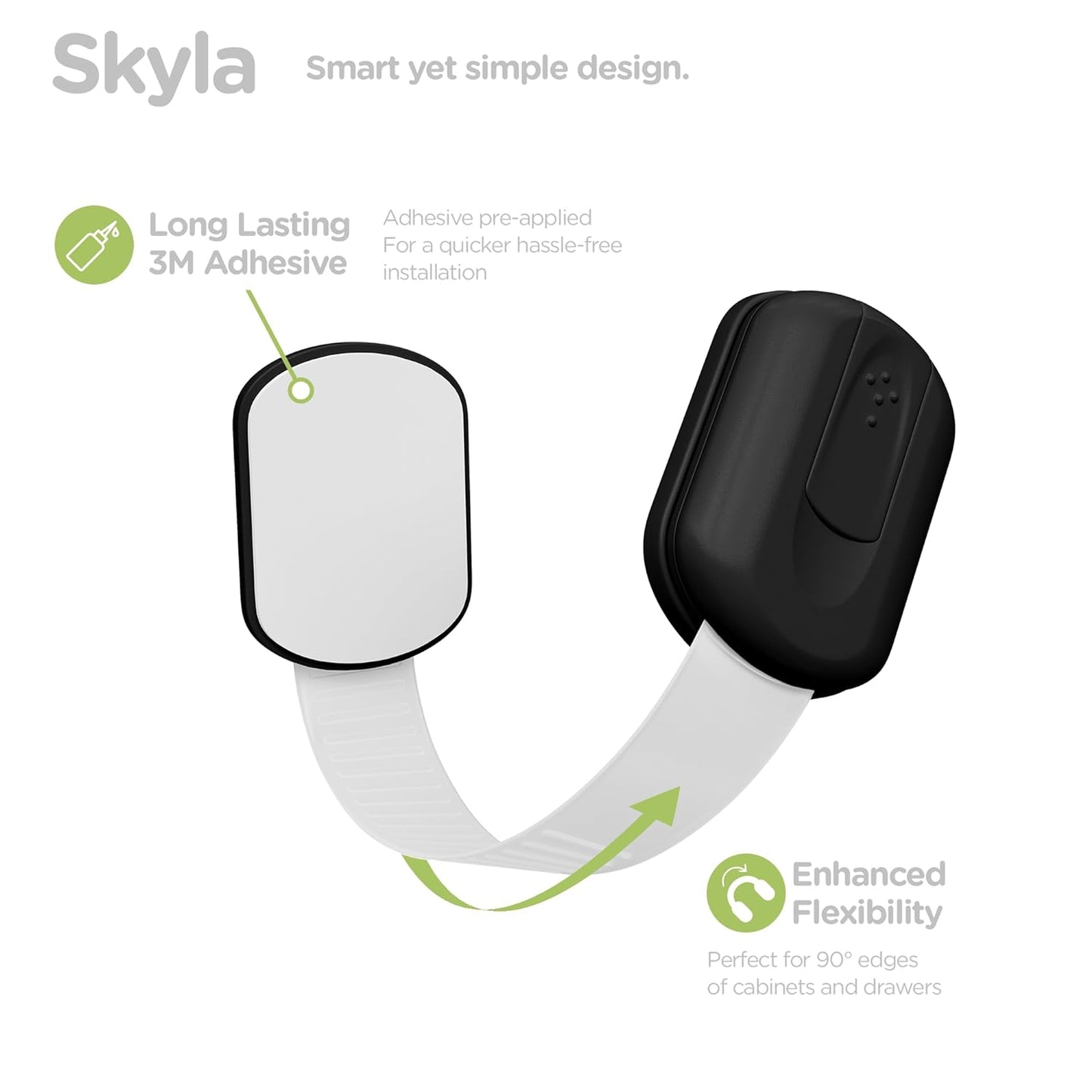 SKYLA HOMES Baby Locks (8-Pack) Child Safety Cabinet Proofing - Safe Quick and Easy 3M Adhesive Cabinet Drawer Door Latches No Screws & Magnets Multi-Purpose for Furniture Kitchen Ovens Toilet Seats