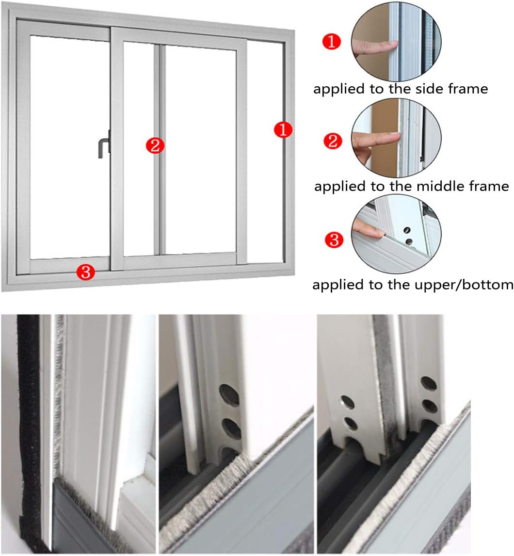 Brush Weather Stripping Window Insulation Sealer for Winter, Self Adhesive Weatherstripping for Doors (16ft x11/32 Backing x 9/16 Brush inch, Black)