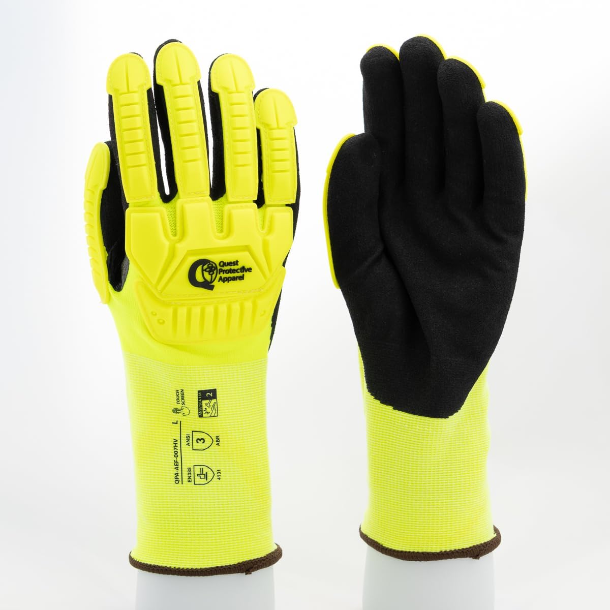 Quest Protective Apparel - High Visibility Cut Resistant Work Gloves - Puncture Resistant Safety Gloves for Men and Women Large, 1 Pair
