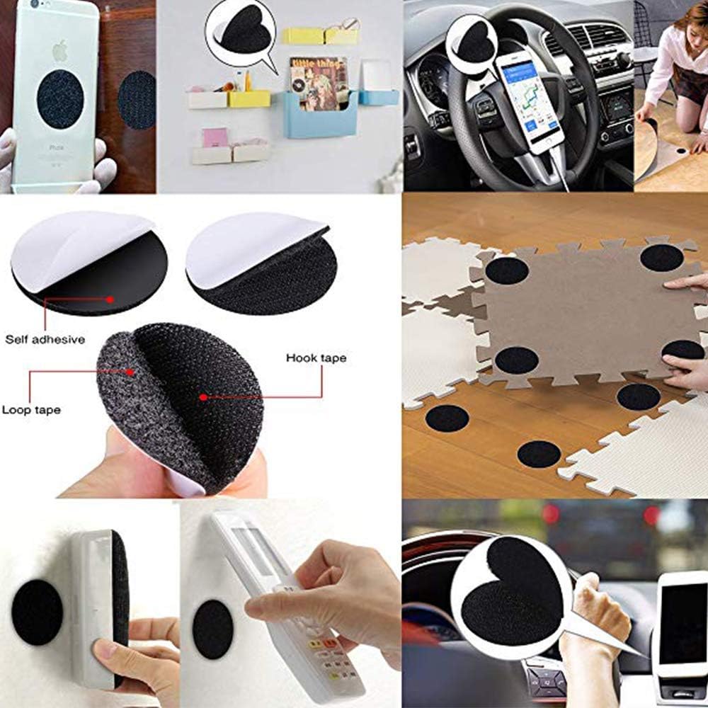 BRAVESHINE Double Sided Adhesive Tapes - 24PCS Sticky-Back Hook and Loop Tapes - Self-Adhesive Sticky Tape - Carpet Pad Mounting Tape for Wall Decorations or Tools Hanging - Round 2 inch