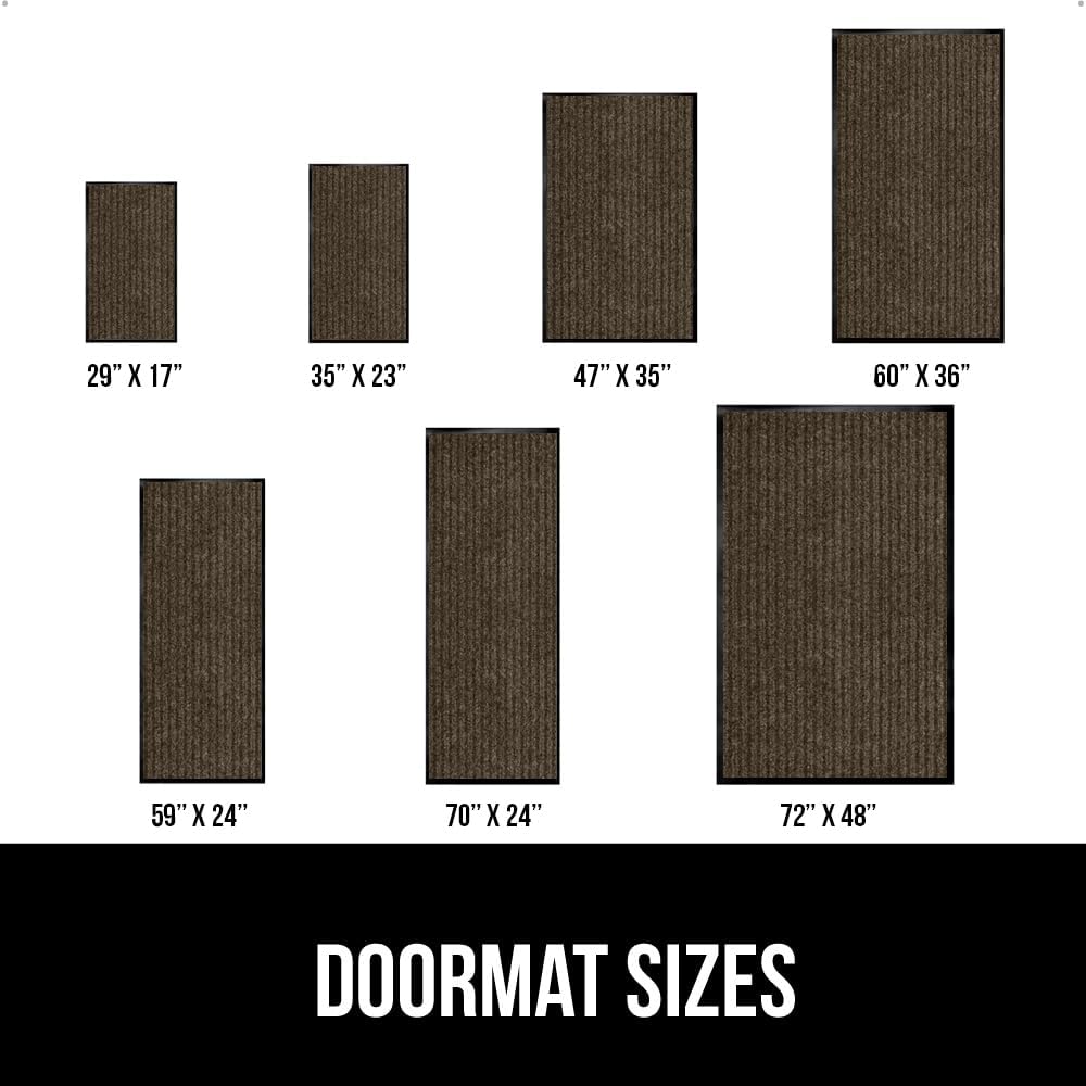 GORILLA GRIP Traffic Guard Door Mat, Heavy Duty Welcome Mats, Commercial Office Space Doormat, Waterproof, Fade Resistant, Strong Rubber Backing, Low Profile, Shoe and Boot Scraper, 35x23, Brown