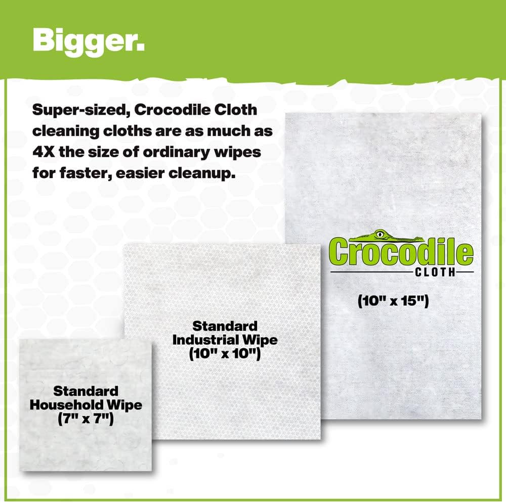 Crocodile Cloth Paint Cleaning Wipes – 100 Count (15" x 10") Heavy-Duty Cleaning Cloths for Paint Prep & Cleanup, Removes Paint, Adhesive, Caulk – Ideal for Painters, Contractors, Artists & DIY Work