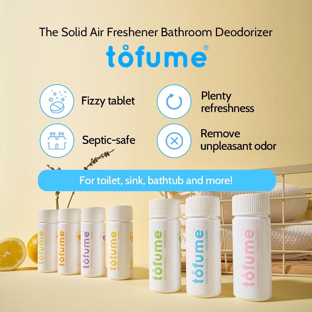 Effervescent Bathroom Air Freshener - Floral Lavender - Toilet Deodorizer, Bathroom Odor Eliminator, Toilet Freshener, Flushable Air Freshener Toilet Tablets, 1 Pack (30 Tablets)
